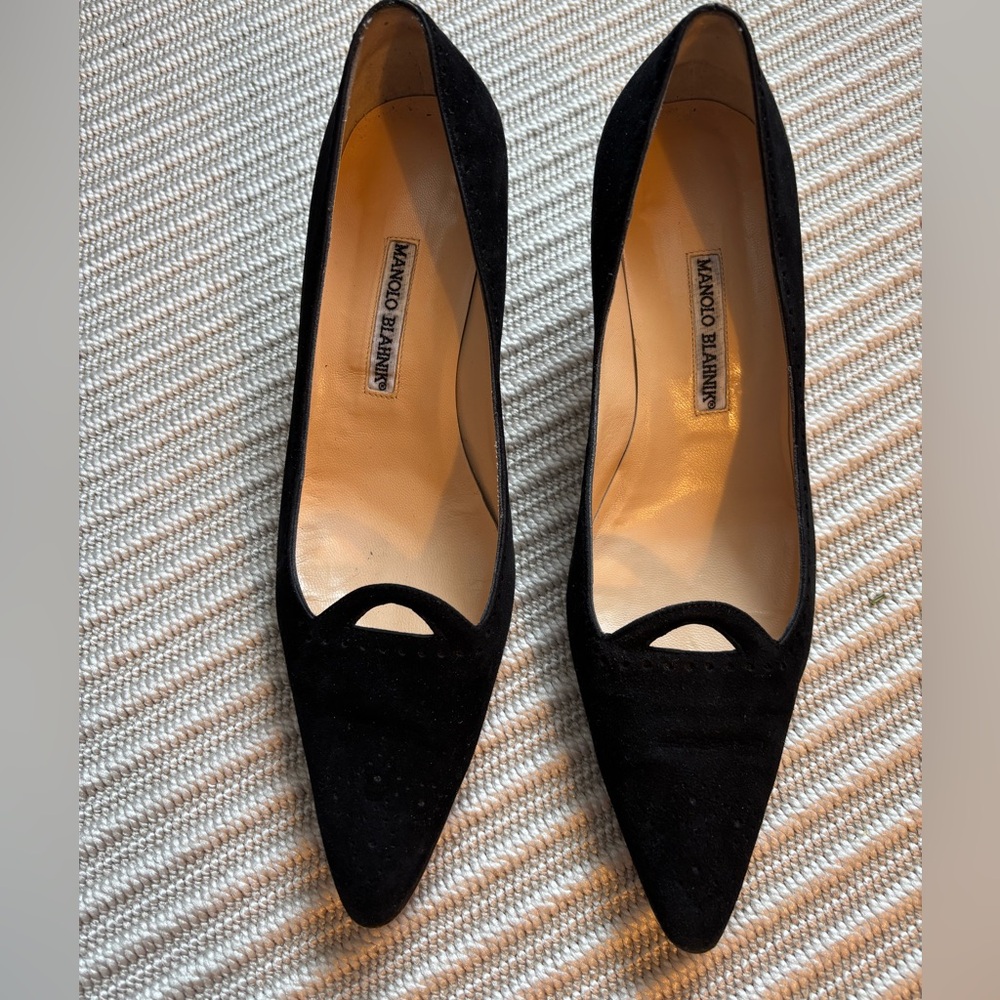 Manolo Blahnik Black Suede Heels